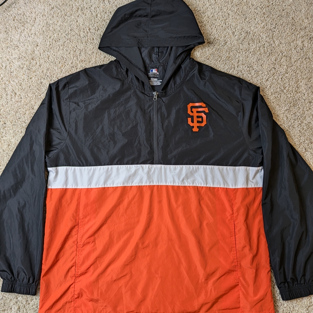 Black and Orange Hooded Windbreaker